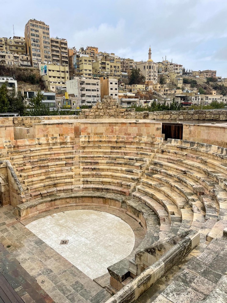 a well-preserved Odeon theater in historic Amman, Jordan