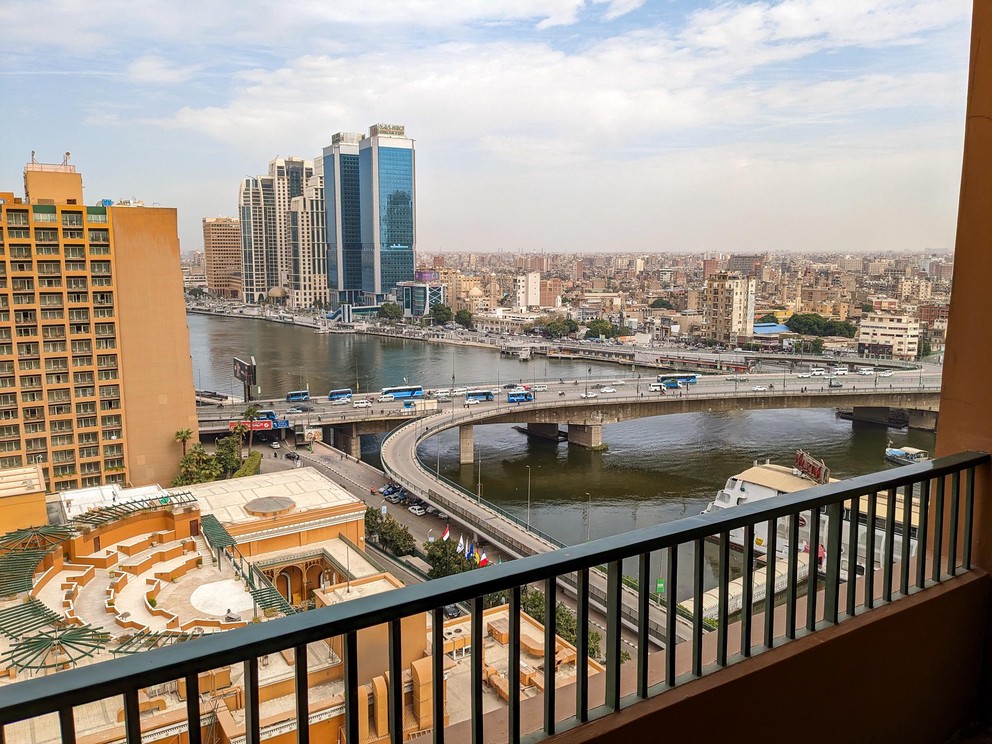 looking out over the Nile River in Cairo in the morning
