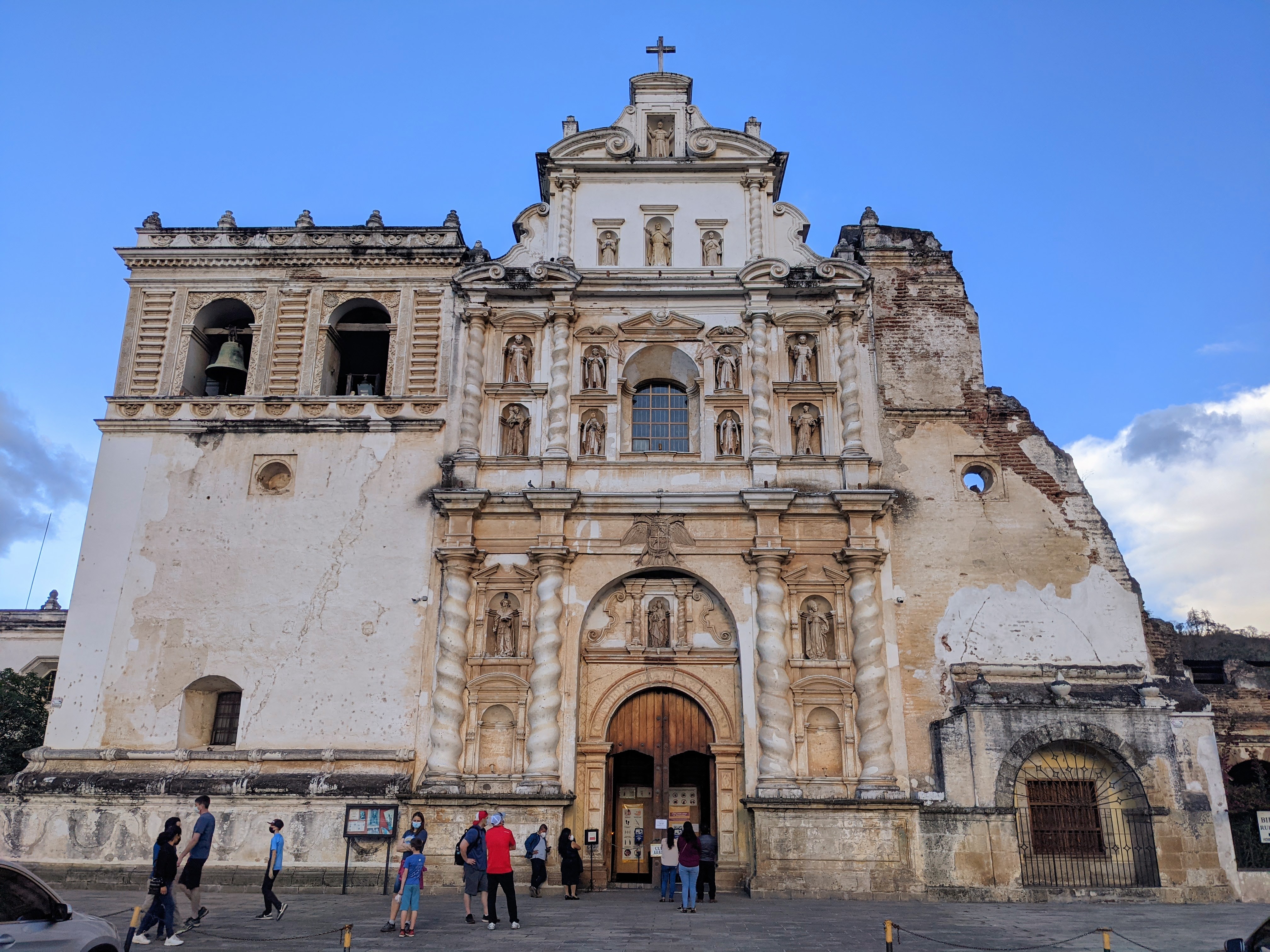 The front facade of the San Francisco el Grande Catholic church in Antigua, Guatemala