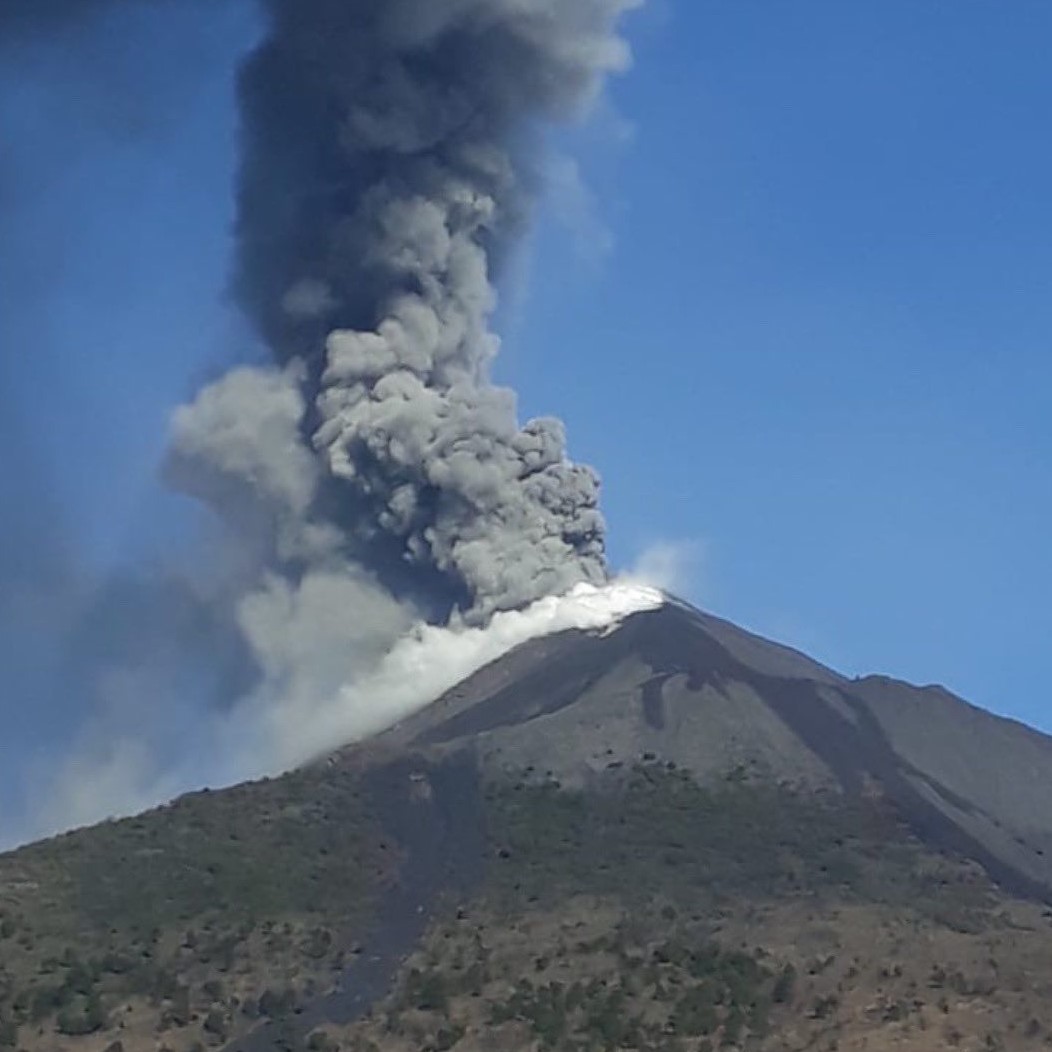the Pacaya volcano spews ash high into the air as it erupts near Escuintla, Guatemala