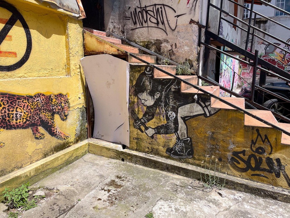 street art murals on stairs and walls