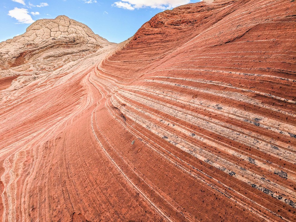 curved waves of white and red Navajo sandstone