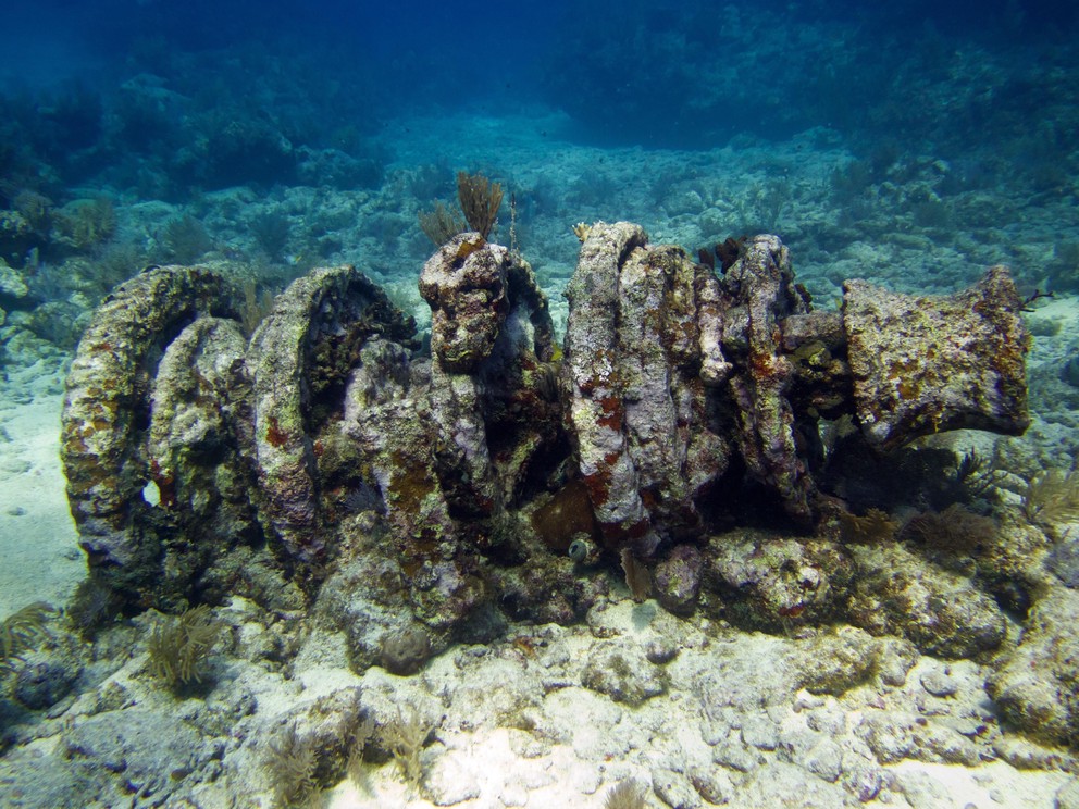 a coral-encrusted winch responsible for the name of the nearby dive site: Winch Hole